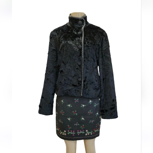 Ulla Johnson Black Faux Lamb Leather Trim Size M Women's Jacket Coat